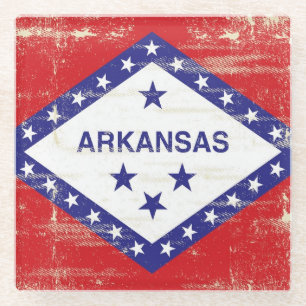 Arkansas grunge Flag Glazen Onderzetter