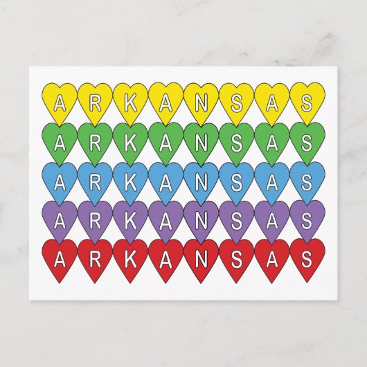 Arkansas Heart State Pattern Colorful Typografie Briefkaart (Voorkant)