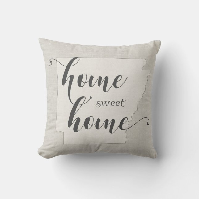 Arkansas - Home Sweet Home burlap-look Kussen (Voorkant)