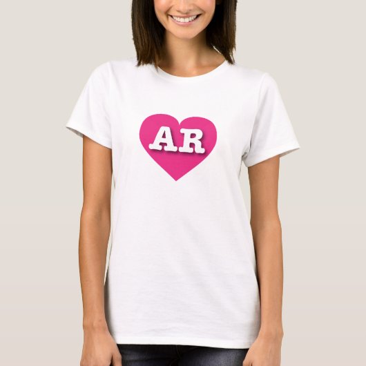 Arkansas Hot Pink Heart - Ik hou van AR T-shirt (Voorkant)