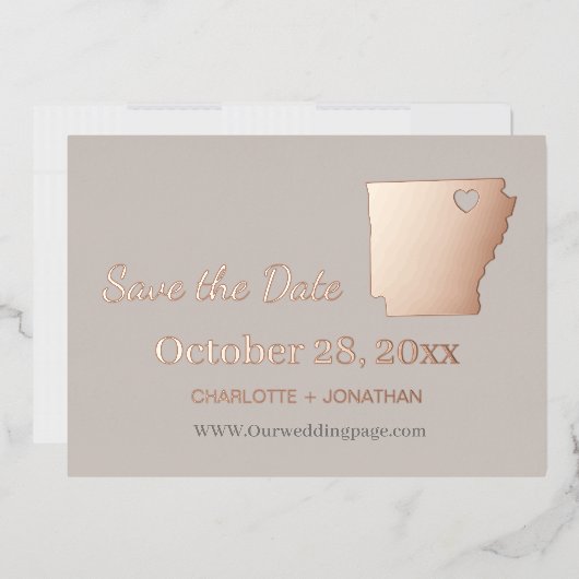 Arkansas Huwelijk Save The Date Rose Goud Folie Uitnodiging (Envelop)