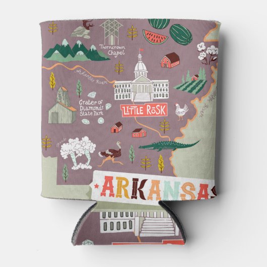 Arkansas Illustrated: Verenigde Staten Reiskaart Blikjeskoeler (Voorkant)