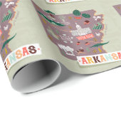 Arkansas Illustrated: Verenigde Staten Reiskaart Cadeaupapier (Rol Hoek)
