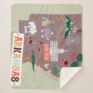 Arkansas Illustrated: Verenigde Staten Reiskaart Sherpa Deken