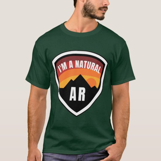 Arkansas in een natuurlijke badge t-shirt (Voorkant)