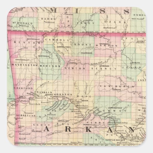 Arkansas, Indiaas Territorium Vierkante Sticker (Voorkant)