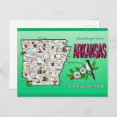 Arkansas kaart Briefkaart (Voorkant / Achterkant)
