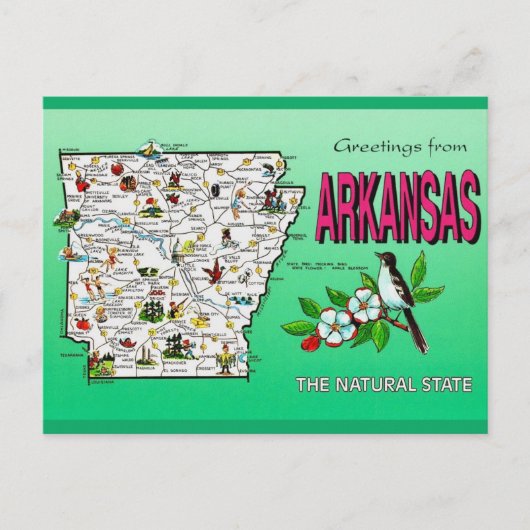Arkansas kaart Briefkaart (Voorkant)