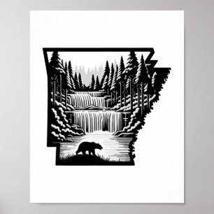 Arkansas Kaart En Landschap Poster