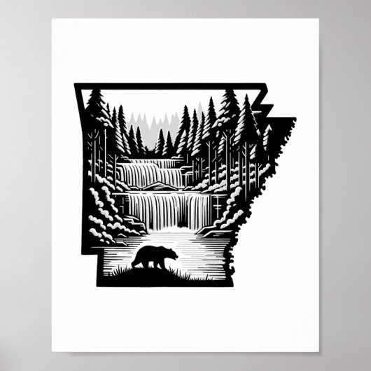 Arkansas Kaart En Landschap Poster (Voorkant)