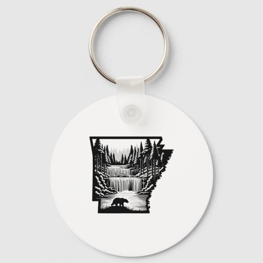 Arkansas Kaart En Landschap  Sleutelhanger (Voorkant)