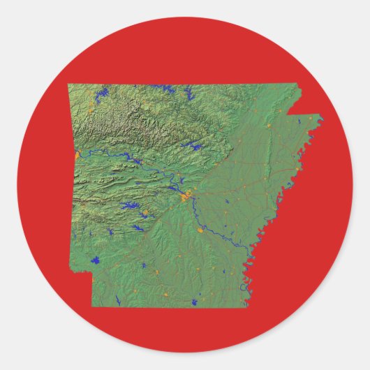 Arkansas Kaart Sticker (Voorkant)