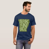 Arkansas Kaart Typografie Groen T-shirt (Voorkant volledig)