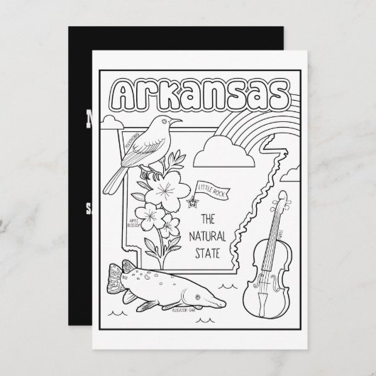 Arkansas kleur me collage kaart (Voorkant / Achterkant)