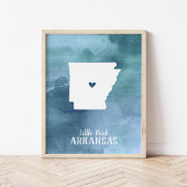 Arkansas Map Blue Waterverf Specialized Art Poster