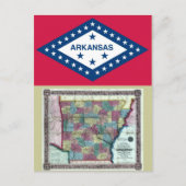Arkansas Map en State Flag Briefkaart (Voorkant)