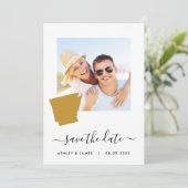Arkansas Map Photo Wedding Save the Date Kaart (Staand voorkant)