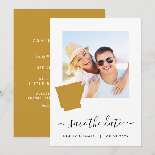 Arkansas Map Photo Wedding Save the Date Kaart (Voorkant / Achterkant)