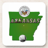 Arkansas Map, Seal and State Faux Quarter Bier Onderzetter (Voorkant)
