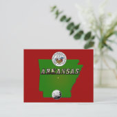Arkansas Map, Seal and State Faux Quarter Briefkaart (Staand voorkant)