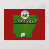 Arkansas Map, Seal and State Faux Quarter Briefkaart (Voorkant)