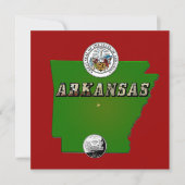 Arkansas Map, Seal and State Faux Quarter Kaart (Voorkant)