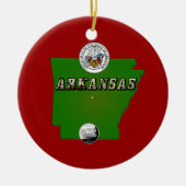 Arkansas Map, Seal and State Faux Quarter Keramisch Ornament (Voorkant)