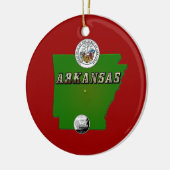 Arkansas Map, Seal and State Faux Quarter Keramisch Ornament (Links)