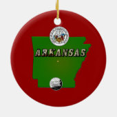 Arkansas Map, Seal and State Faux Quarter Keramisch Ornament (Achterkant)