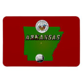 Arkansas Map, Seal and State Faux Quarter Magneet (Horizontaal)