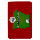 Arkansas Map, Seal and State Faux Quarter Magneet (Verticaal)