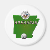 Arkansas Map, Seal and State Faux Quarter Magneet (Voorkant)