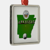 Arkansas Map, Seal and State Faux Quarter Metalen Ornament (Rechts)