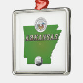 Arkansas Map, Seal and State Faux Quarter Metalen Ornament (Links)