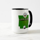 Arkansas Map, Seal and State Faux Quarter Mok (Voorkant rechts)