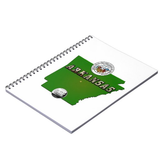 Arkansas Map, Seal and State Faux Quarter Notitieboek (Linkerzijde)