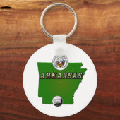 Arkansas Map, Seal and State Faux Quarter Sleutelhanger (Voorkant)
