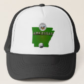 Arkansas Map, Seal and State Faux Quarter Trucker Pet (Voorkant)