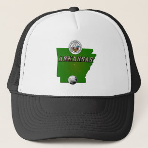 Arkansas Map, Seal and State Faux Quarter Trucker Pet