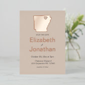Arkansas Map Wedding Save the Date Roos Gold Folie Uitnodiging (Staand Voorkant)