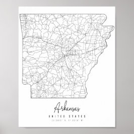 Arkansas Minimal Street Map Poster