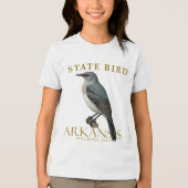 Arkansas Mockingbird Bird Design Tri-Blend Shirt (Voorkant)
