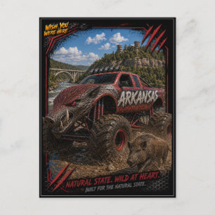 Arkansas Monster Truck Off Road Kunst Briefkaart