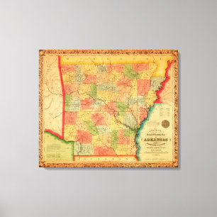Arkansas Panoramic MapArkansas Canvas Afdruk