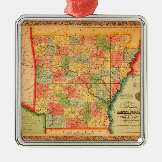 Arkansas Panoramic MapArkansas Metalen Ornament (Voorkant)