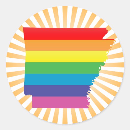 arkansas pride : striped : ronde sticker (Voorkant)