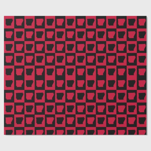 Arkansas Red and Black Checker Pattern Cadeaupapier (Vlak)