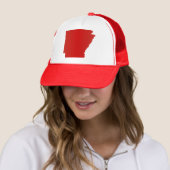 Arkansas Red Snap Back Mesh Trucker Hat Pet (In situ)