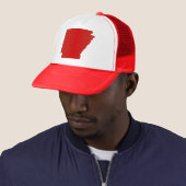 Arkansas Red Snap Back Mesh Trucker Hat Pet (In situ)