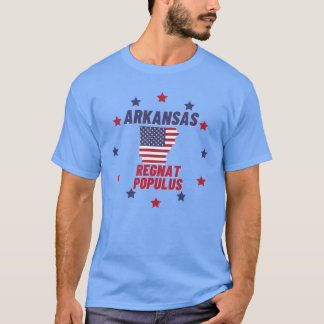 Arkansas Regnat Populus State Motto Flag Map Desig T-shirt
